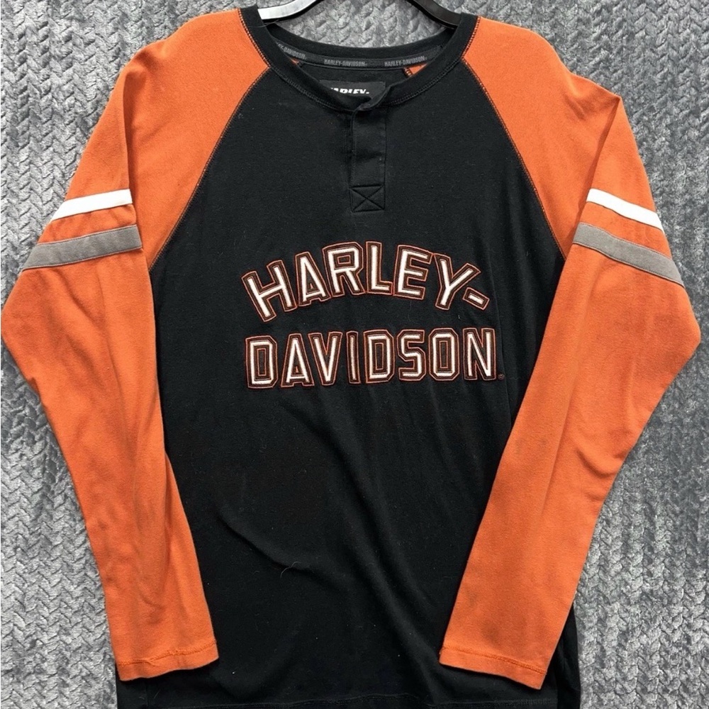 Harley Davidson Racing XL Thick Long Sleeve 3D Embroidered Logo Pullover Shirt